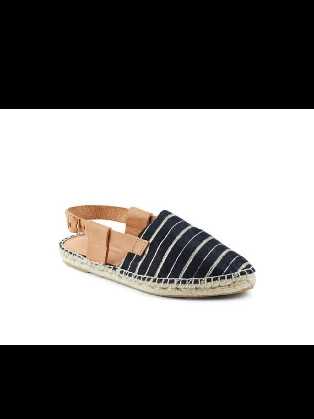 Matt Bernson 'Toro' Black Stripe Espadrille, Memory Foam, Leather Strap, 6